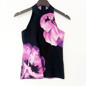 White House Black Market Floral Jacquard Sweater Tank Top